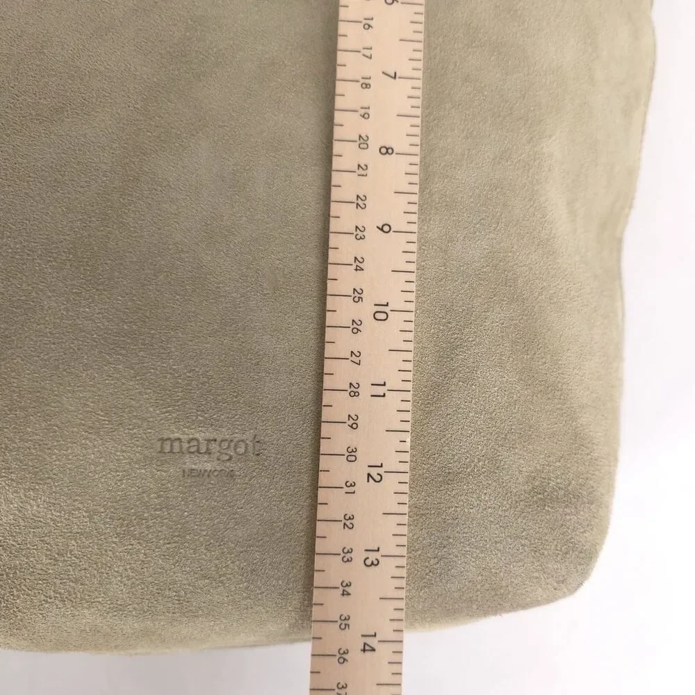 New‎ Margot NEW YORK Kaye Bucket Tote LEATHER Bag Soft Suede Crossbody Green